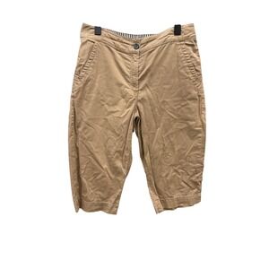 Chicos Khaki Capri Pants Womens Size 0.5 Tan Stretch Crop Trousers RN79984